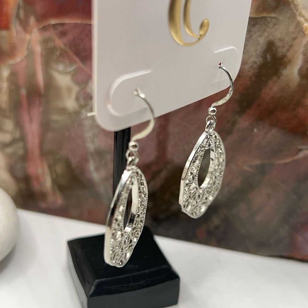 Charming Charlie Silver Dangle Filligree Earrings - Picture 8 of 12